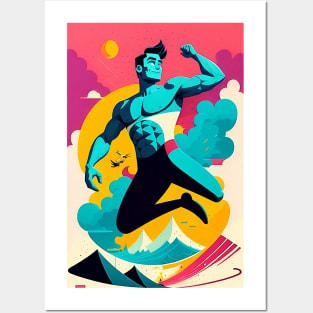 Muscle Man Jumping Posters and Art